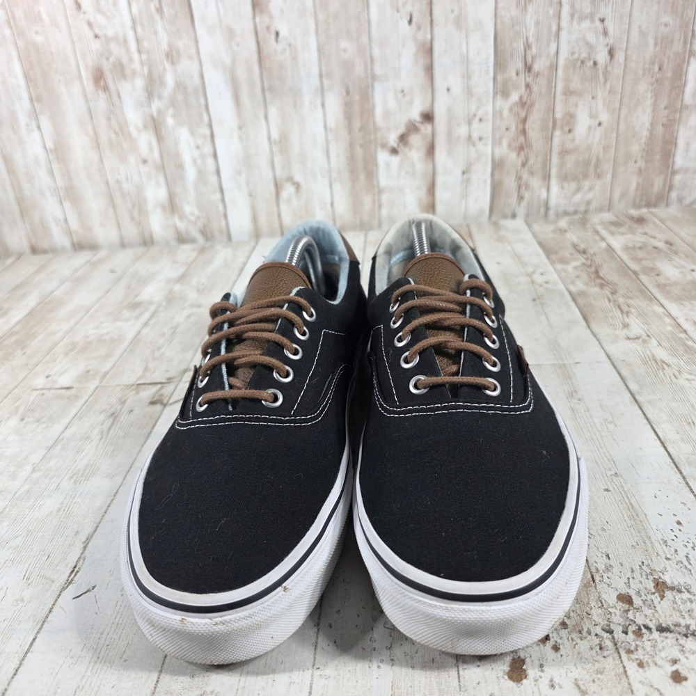 Vans Era 59 Mens 11 Black Canvas Brown Leather C&L Low Top Skate Shoes 721356 - Picture 2 of 8